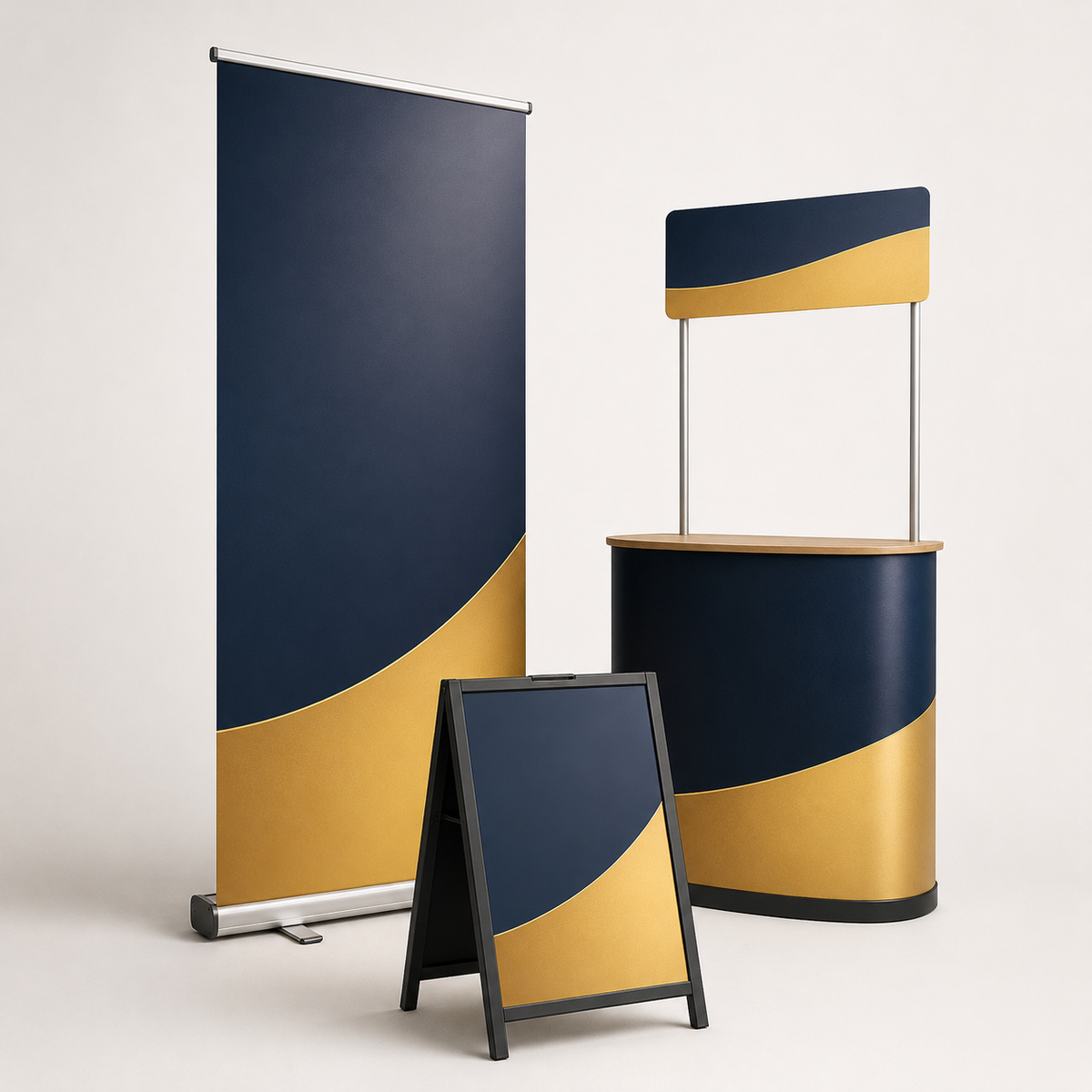 Branding and signage in Dubai — roll-up banners, signboards and displays by ALEF