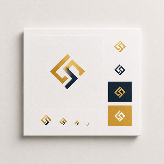 Logo design concepts and colour palette board on a designer's desk — logo design Dubai