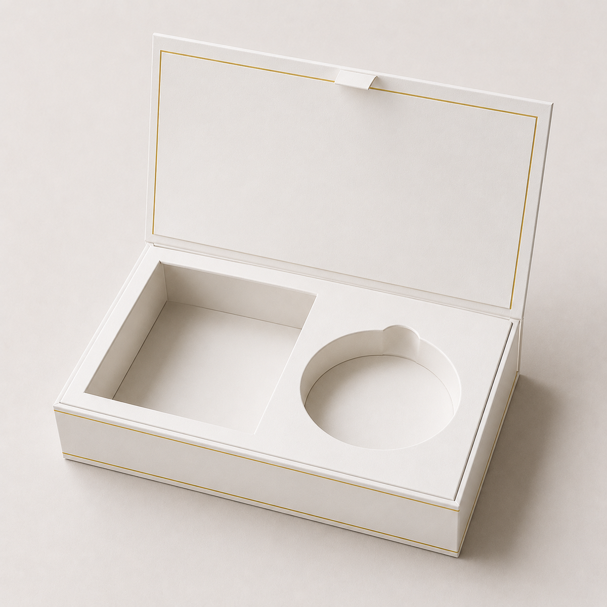 Custom navy tea presentation box with compartments for sachets — ALEF UAE