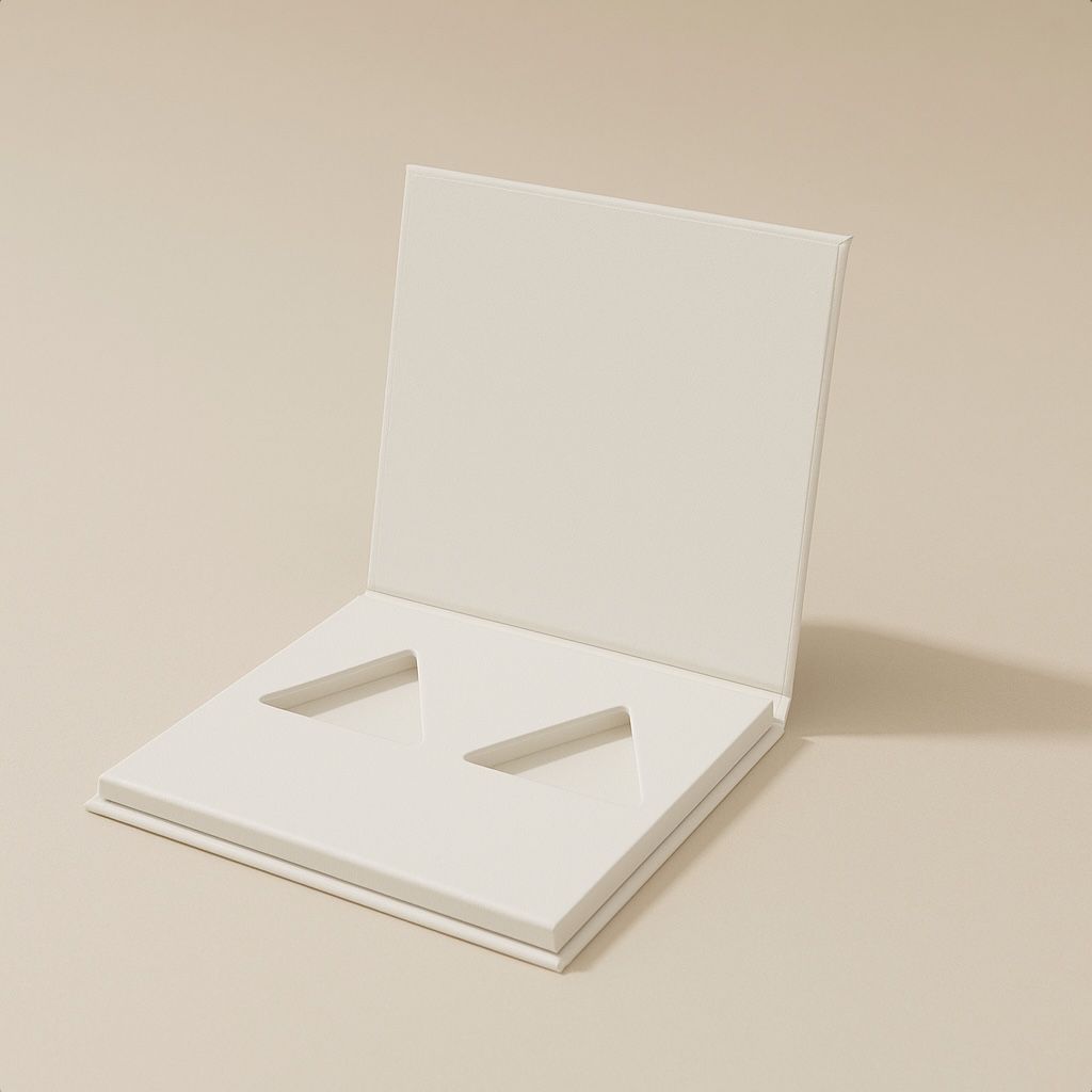 White two-piece rigid box with fitted die-cut insert